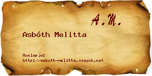 Asbóth Melitta névjegykártya